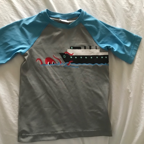 Hanna Andersson Rash Guard and embroidered Swim Trunks Size 120 6-7 - Picture 6 of 9